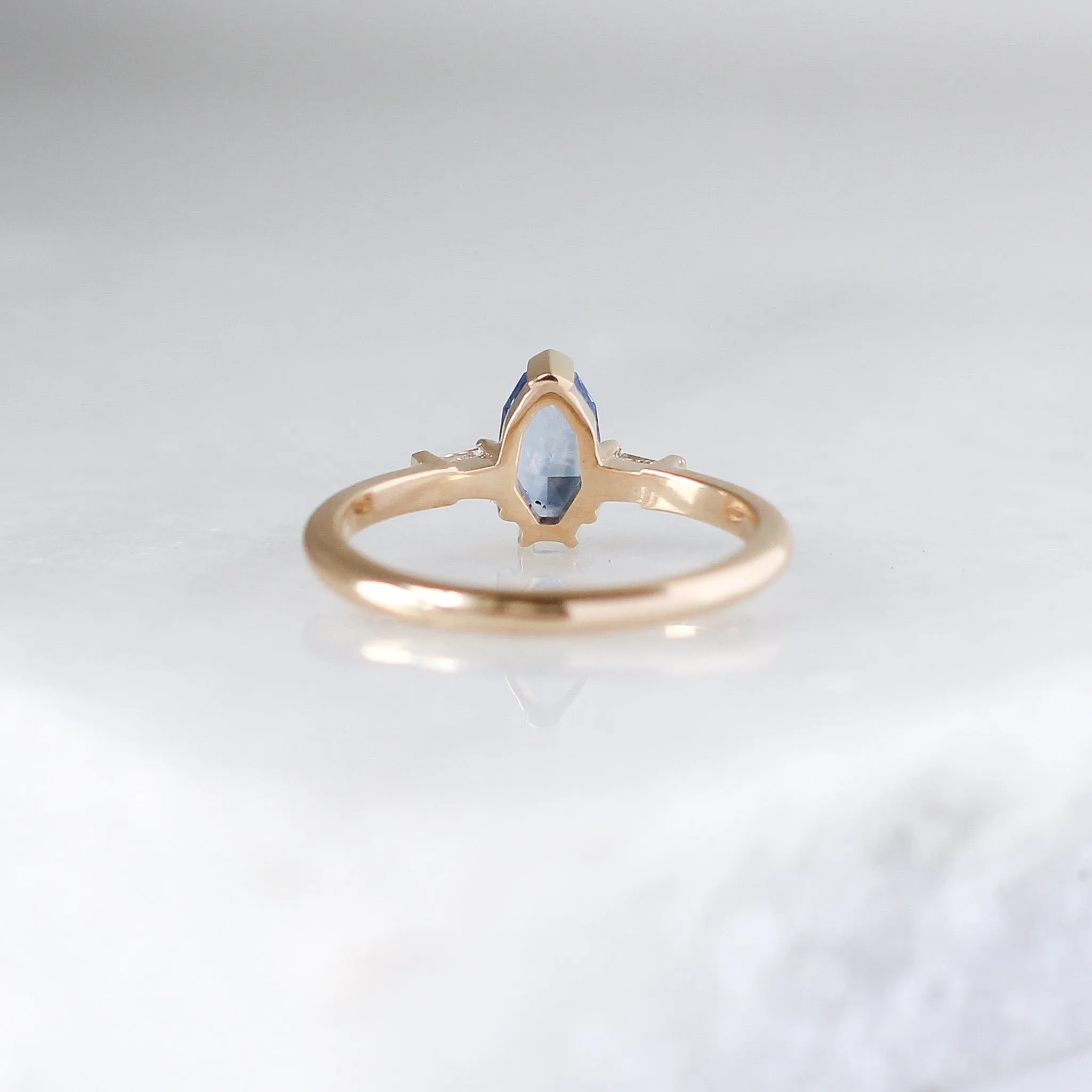 1.04ct Deco Shield Blue Sapphire Ring