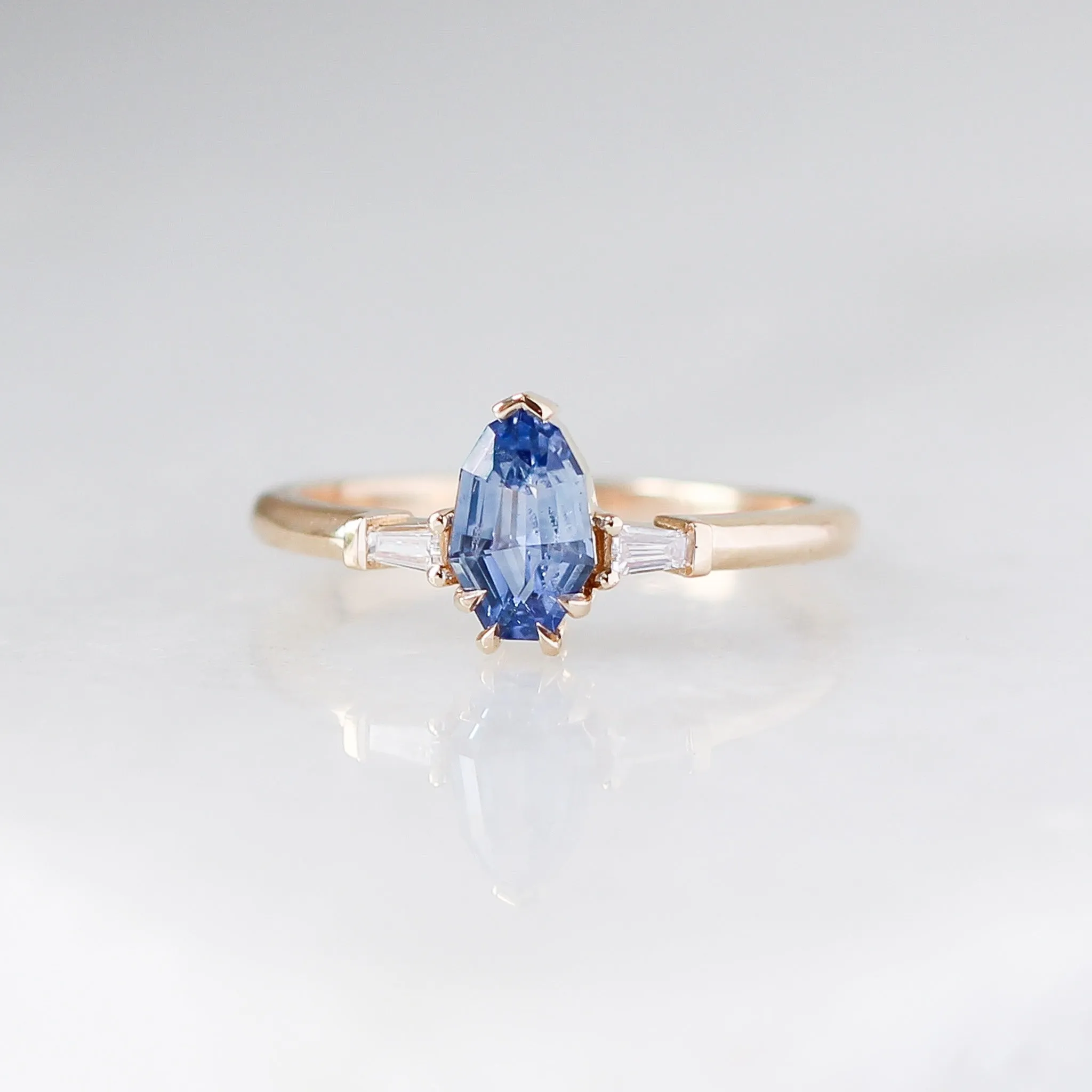 1.04ct Deco Shield Blue Sapphire Ring