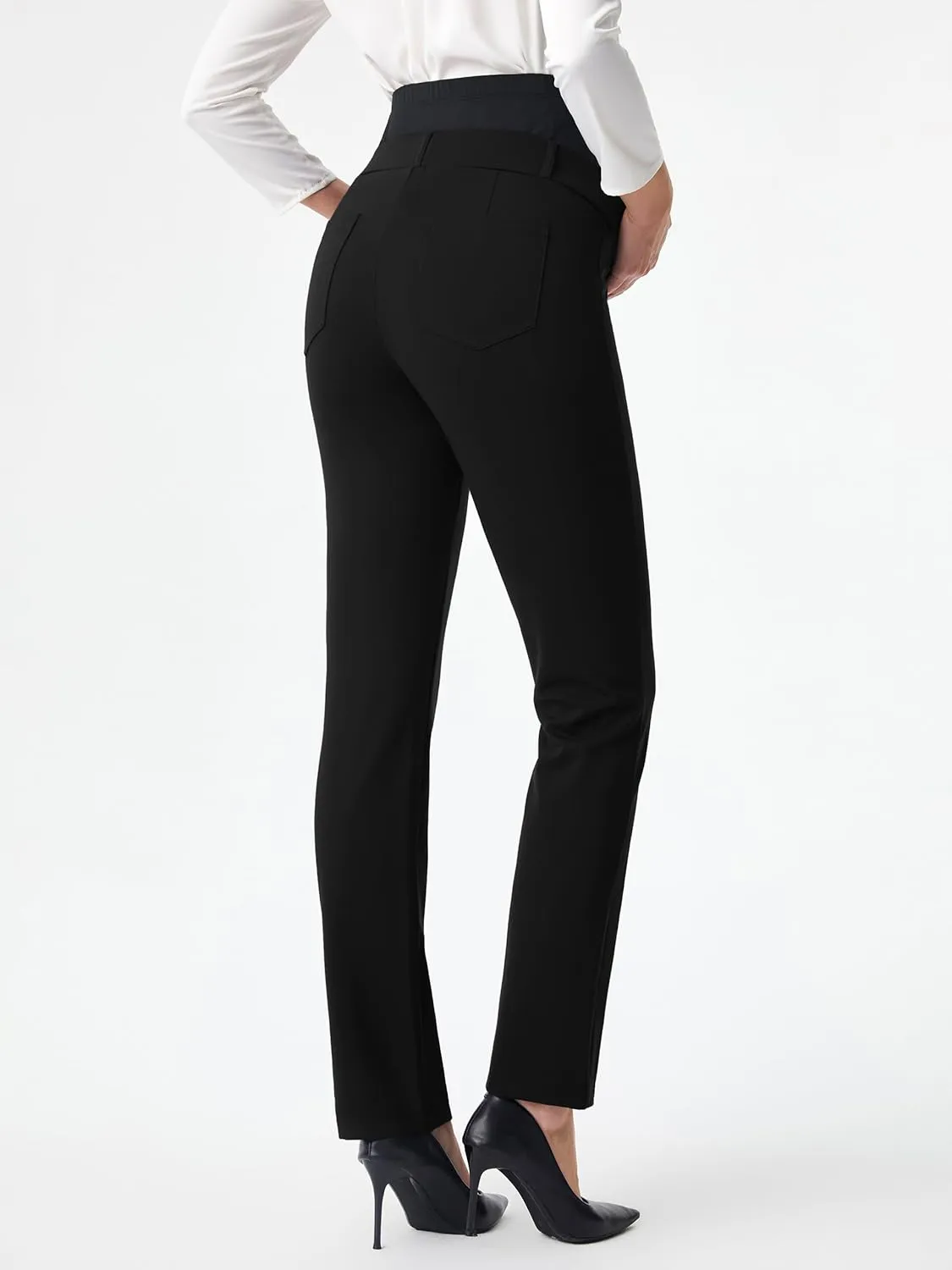 AFITNE Maternity Pants for Work Over The Belly Straight Leg Dress Pants Strethy Pregnancy Office Casual Yoga Pants