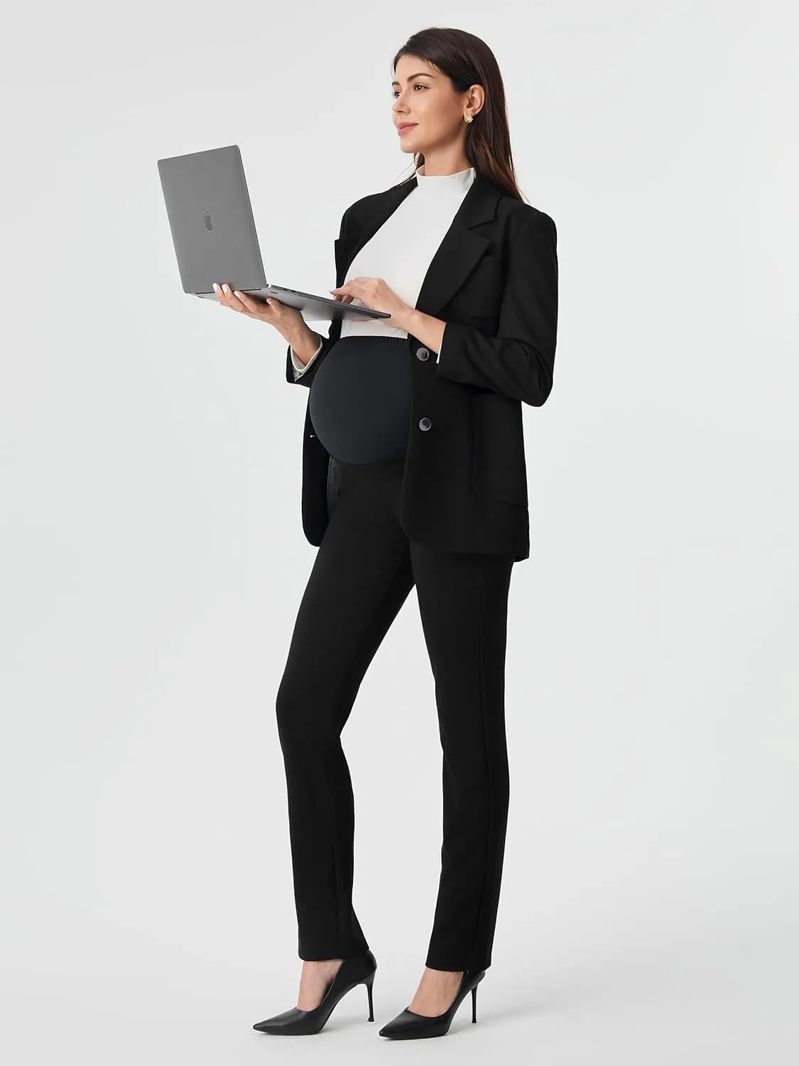 AFITNE Maternity Pants for Work Over The Belly Straight Leg Dress Pants Strethy Pregnancy Office Casual Yoga Pants