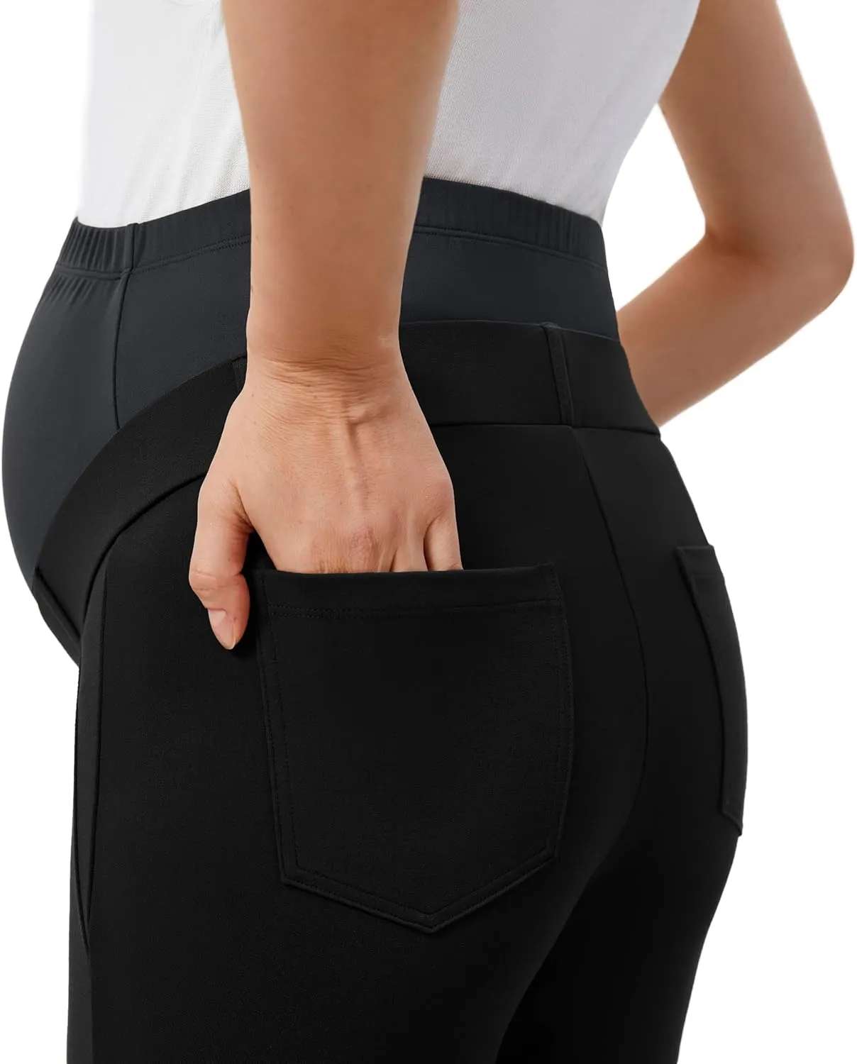 AFITNE Maternity Pants for Work Over The Belly Straight Leg Dress Pants Strethy Pregnancy Office Casual Yoga Pants