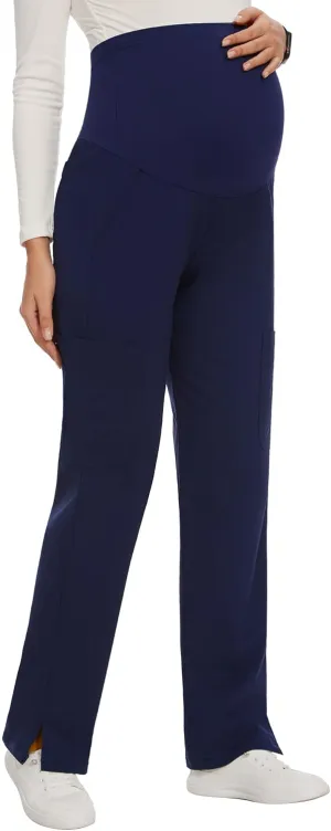 AMPOSH Women's Maternity Scrub Pants with 6 Pockets Stretchy Straight Leg Pregnancy Workwear