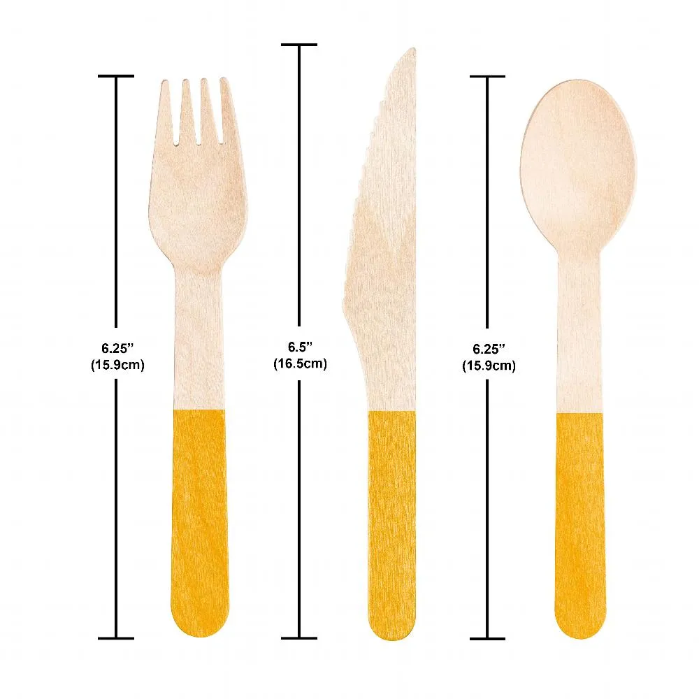 Bulk School Bus Yellow Wooden Cutlery, Assorted (Case of 288)