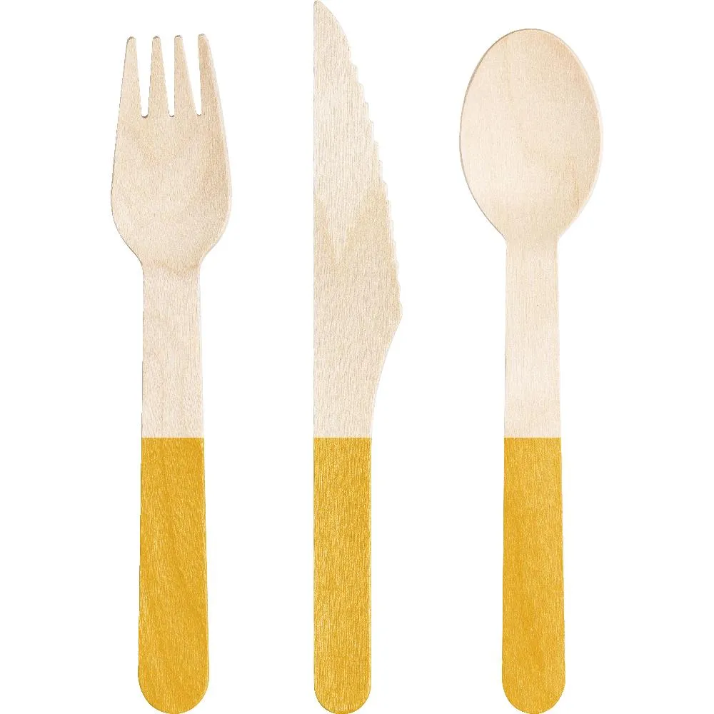 Bulk School Bus Yellow Wooden Cutlery, Assorted (Case of 288)