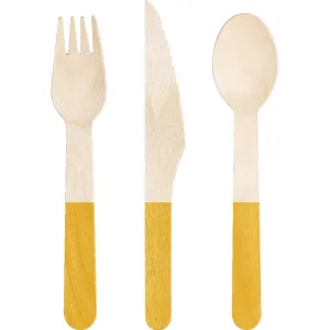 Bulk School Bus Yellow Wooden Cutlery, Assorted (Case of 288)