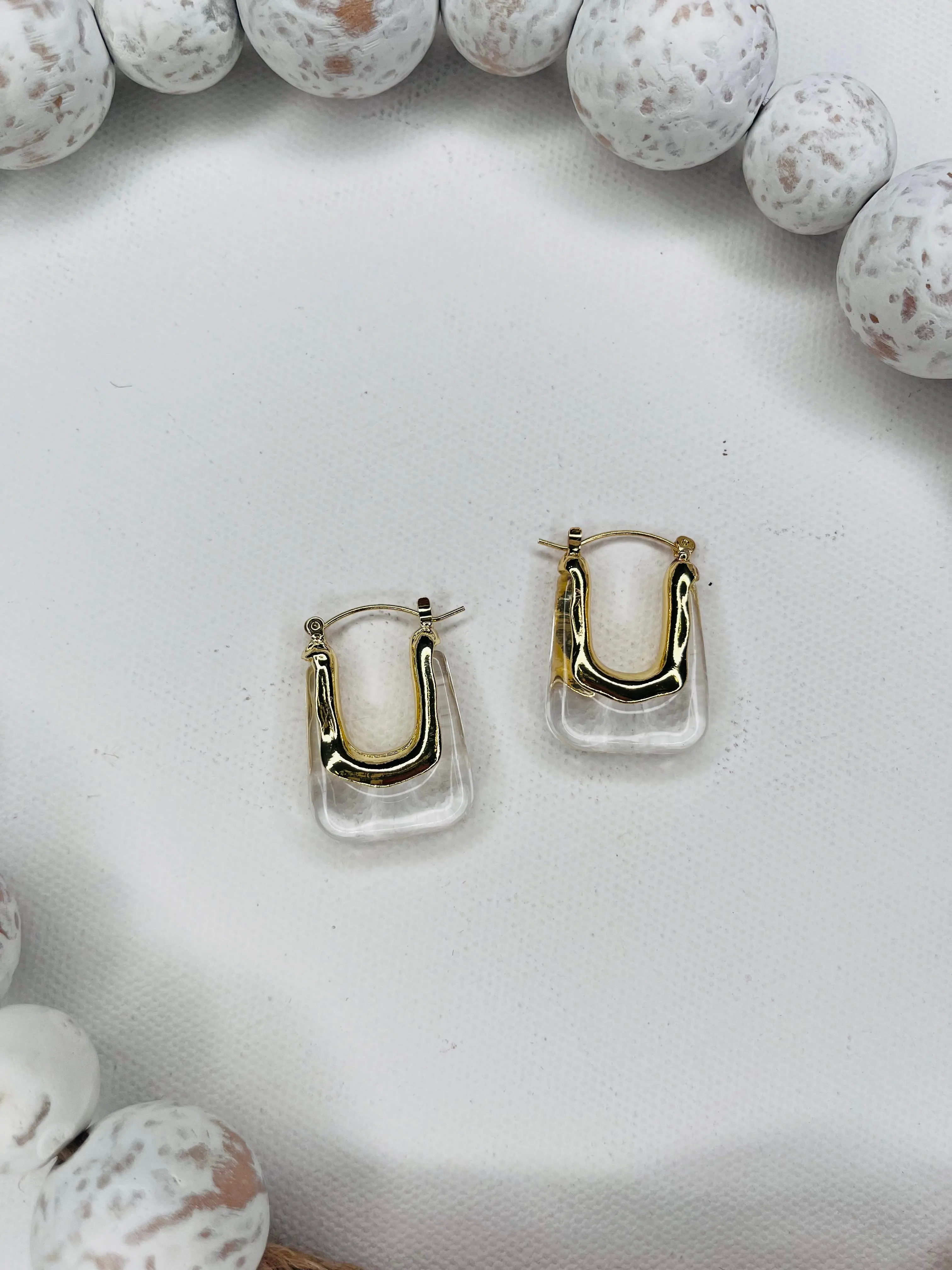 Clearly Stylish Acrylic and Gold Hoops