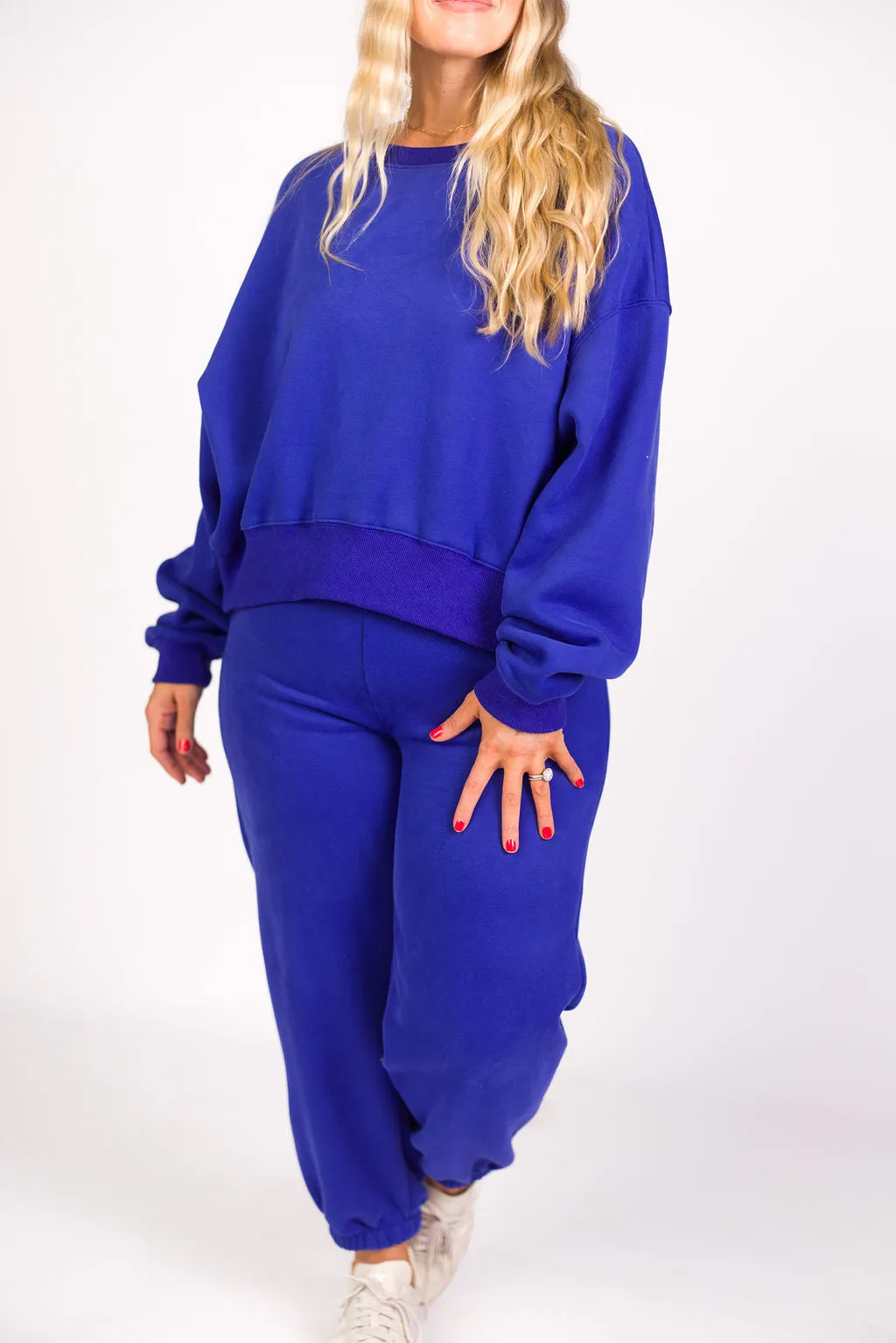 Comfy Cozy Sweatshirt and Sweatpants Set in Royal Blue