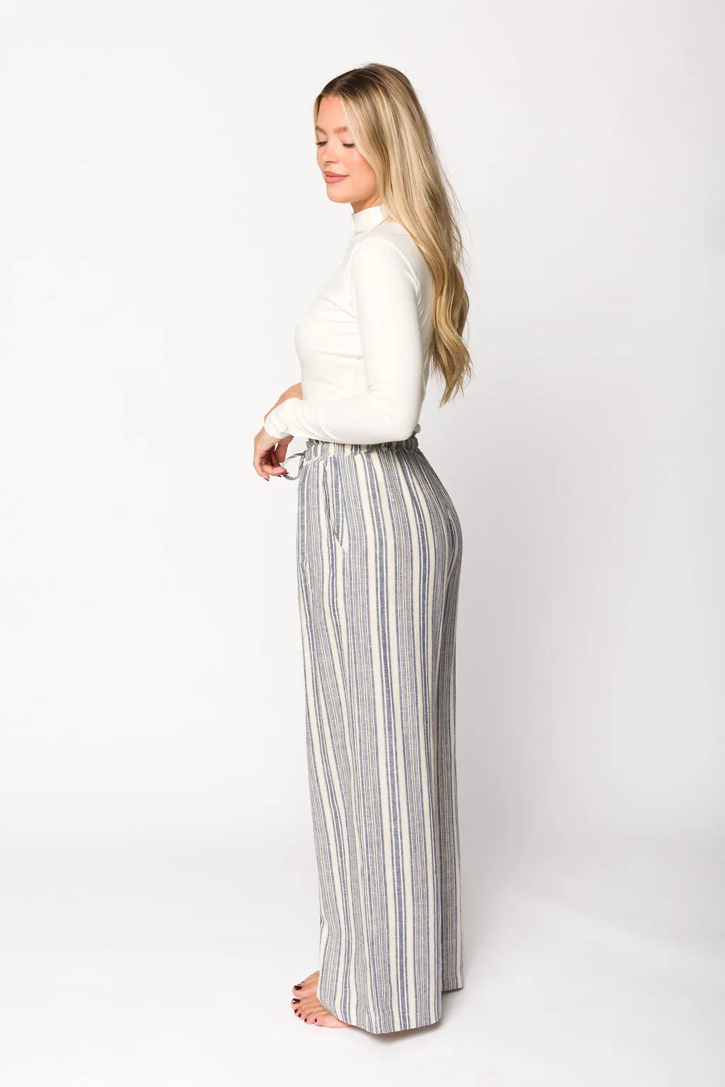 Cove Linen Pant in Blue/Ivory Stripe