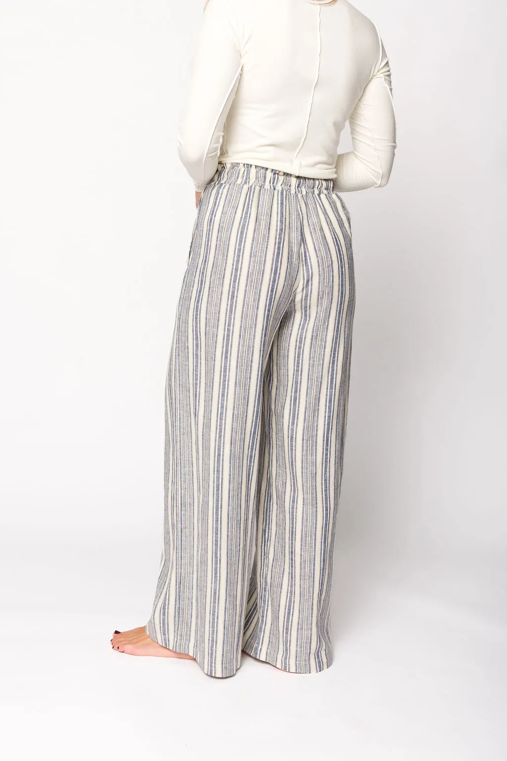 Cove Linen Pant in Blue/Ivory Stripe