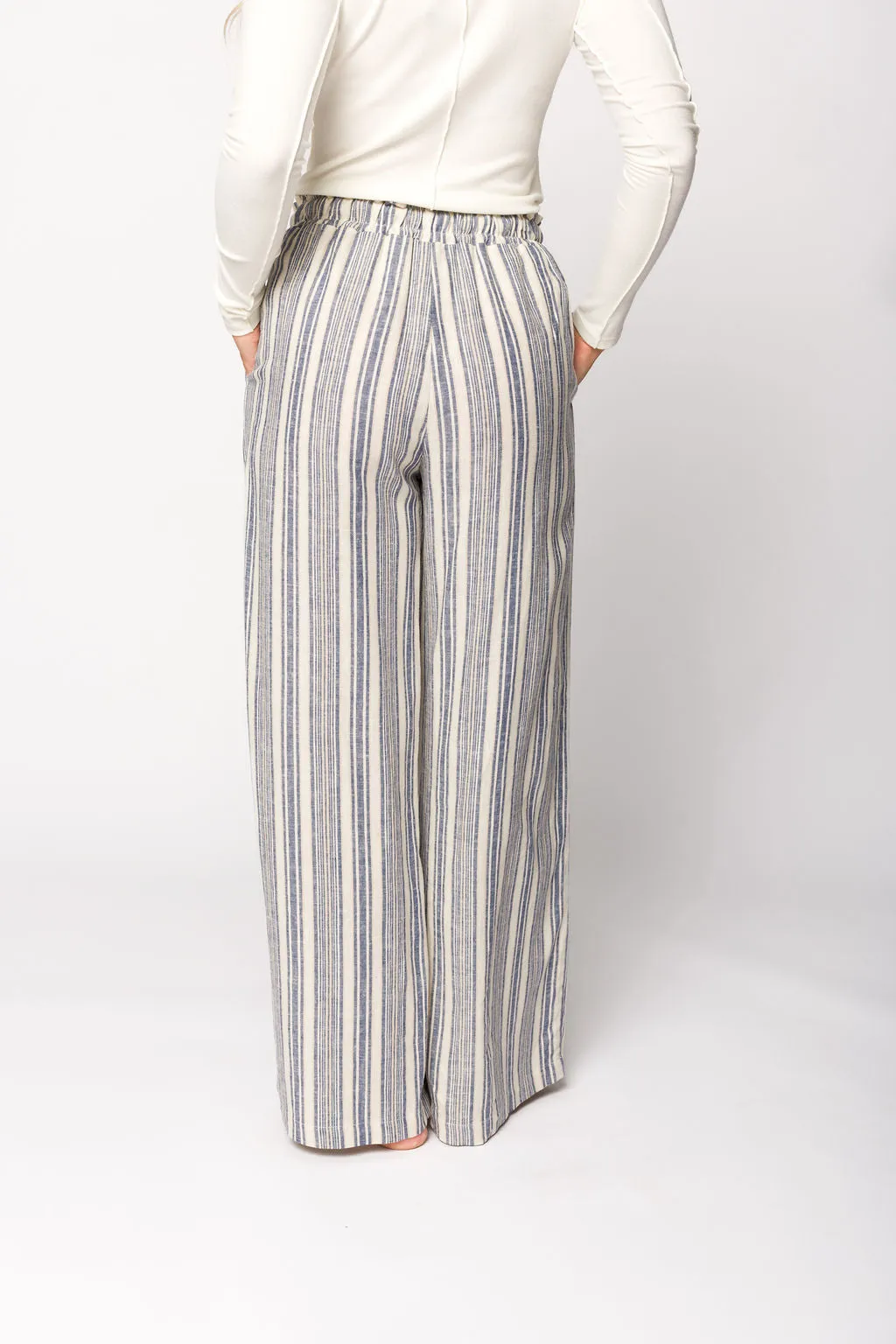 Cove Linen Pant in Blue/Ivory Stripe