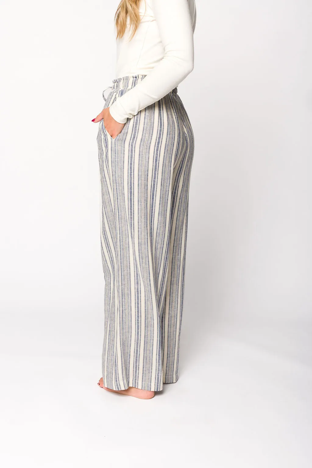Cove Linen Pant in Blue/Ivory Stripe