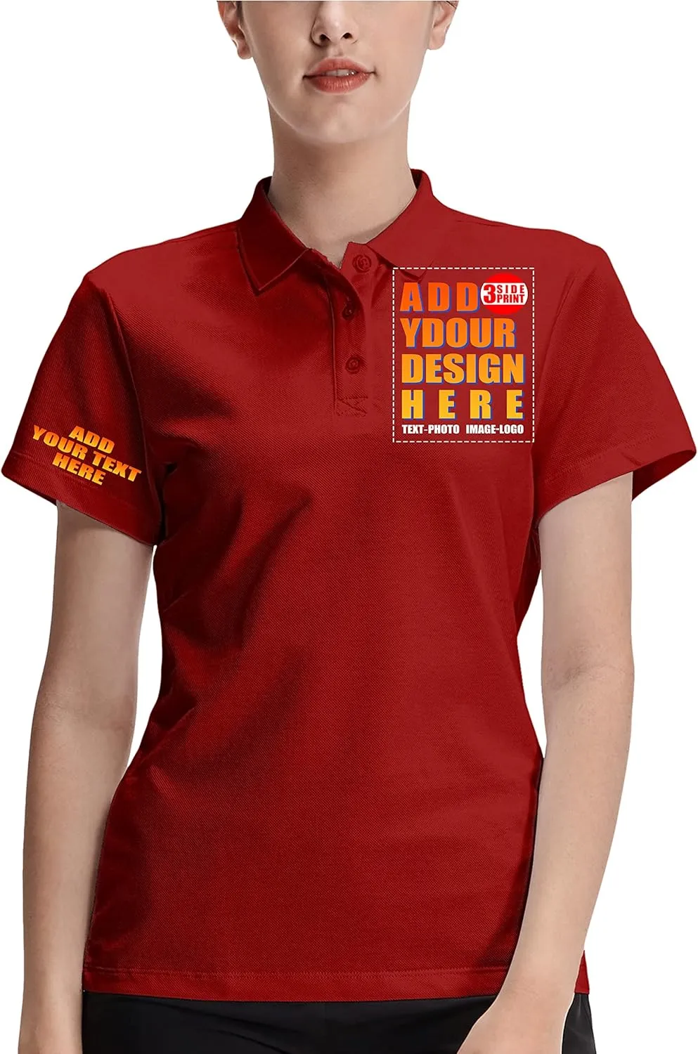 Custom Polo Shirt for Women Customized Golf T Shirts Design Your Own Personalized Tee Embroidered Text Photo Logo