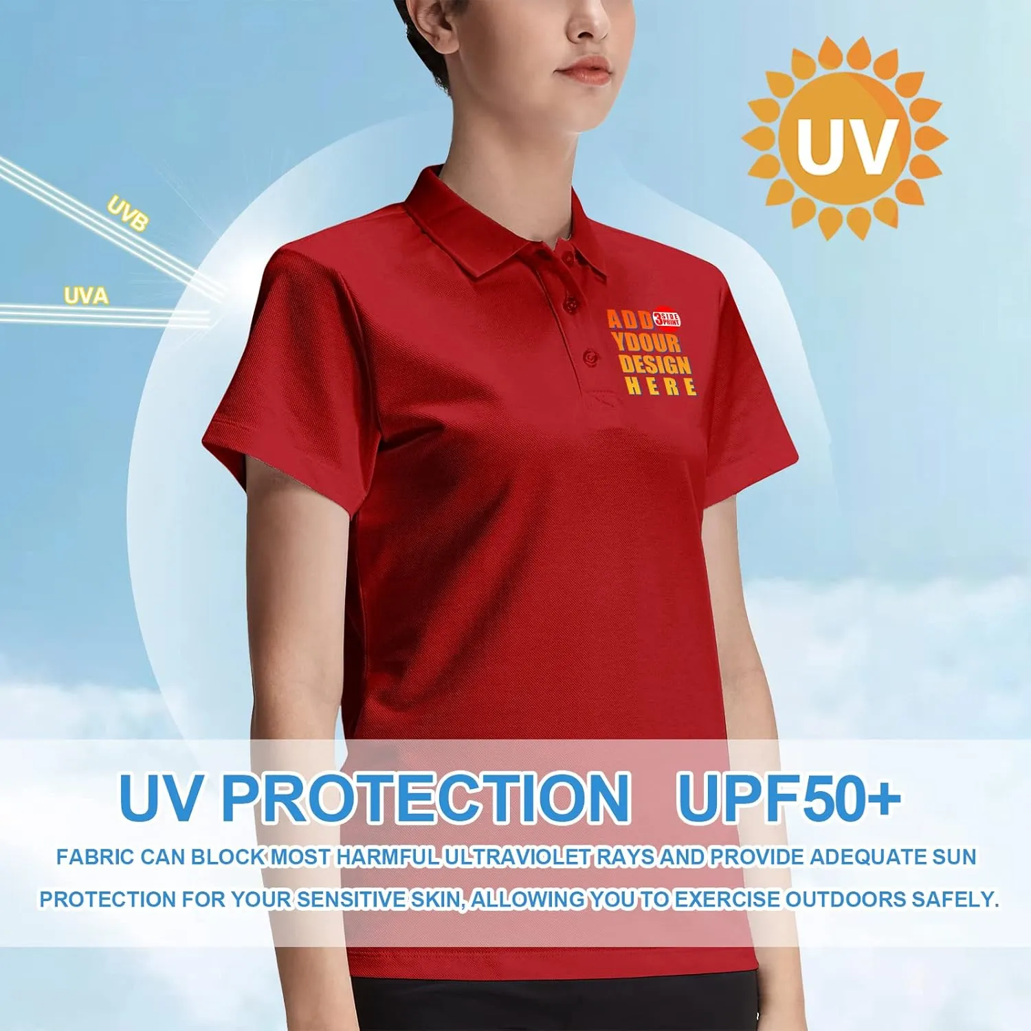 Custom Polo Shirt for Women Customized Golf T Shirts Design Your Own Personalized Tee Embroidered Text Photo Logo