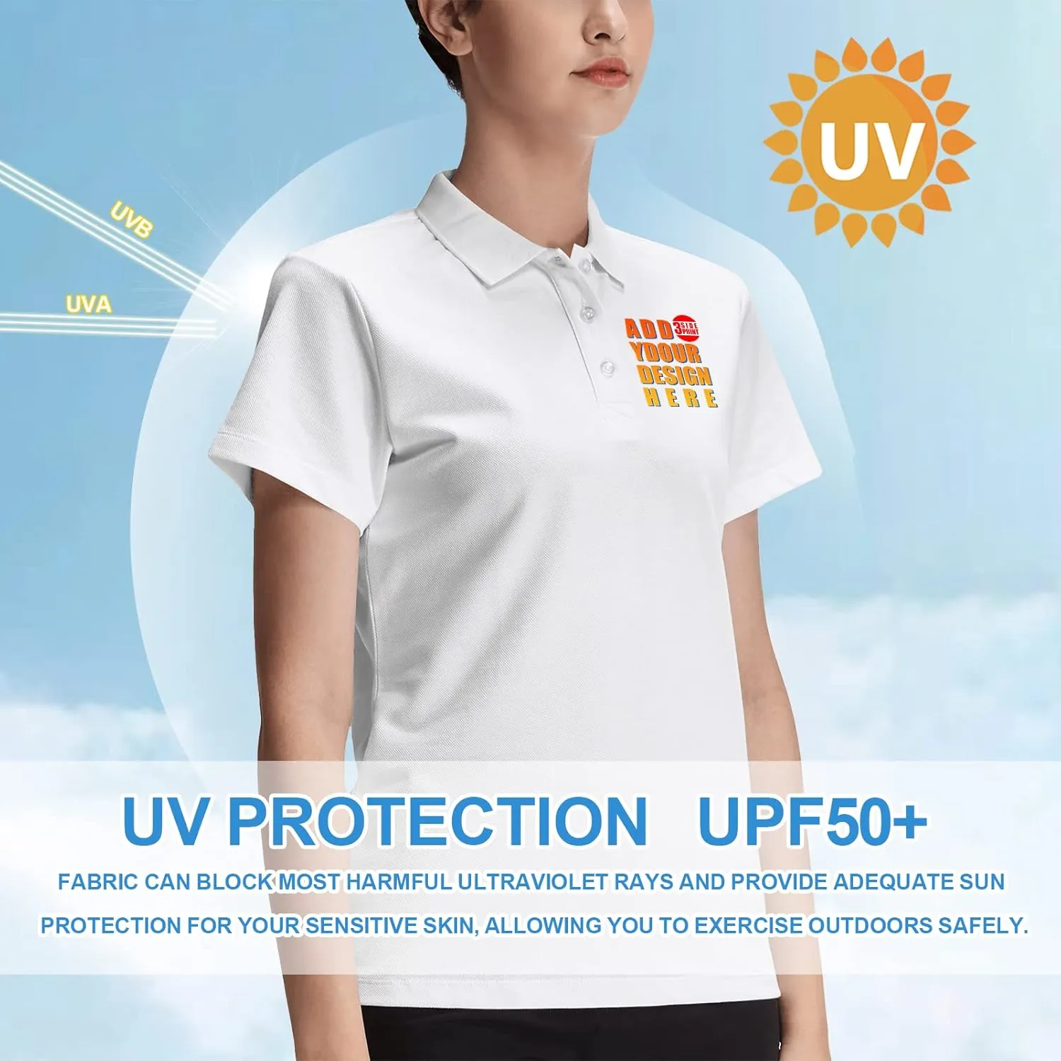 Custom Polo Shirt for Women Customized Golf T Shirts Design Your Own Personalized Tee Embroidered Text Photo Logo