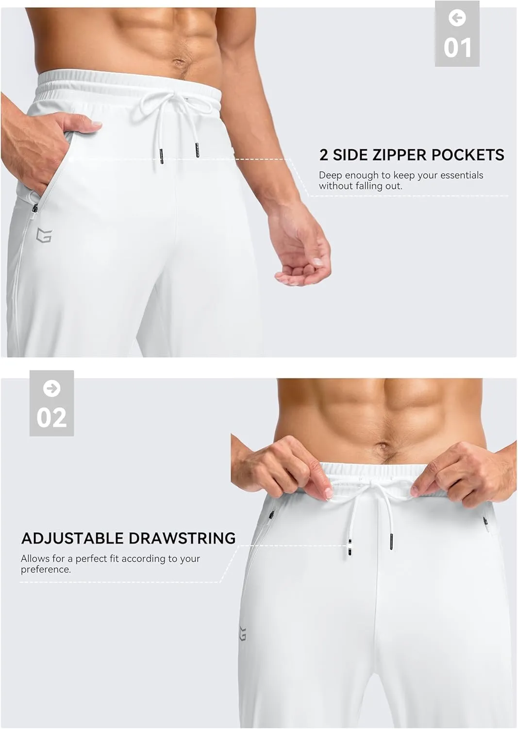 G Gradual Men's 30"/32"/34"/36" Inseam Tall Sweatpants with Zipper Pockets Stretch Long Joggers Athletic Workout Pants Men
