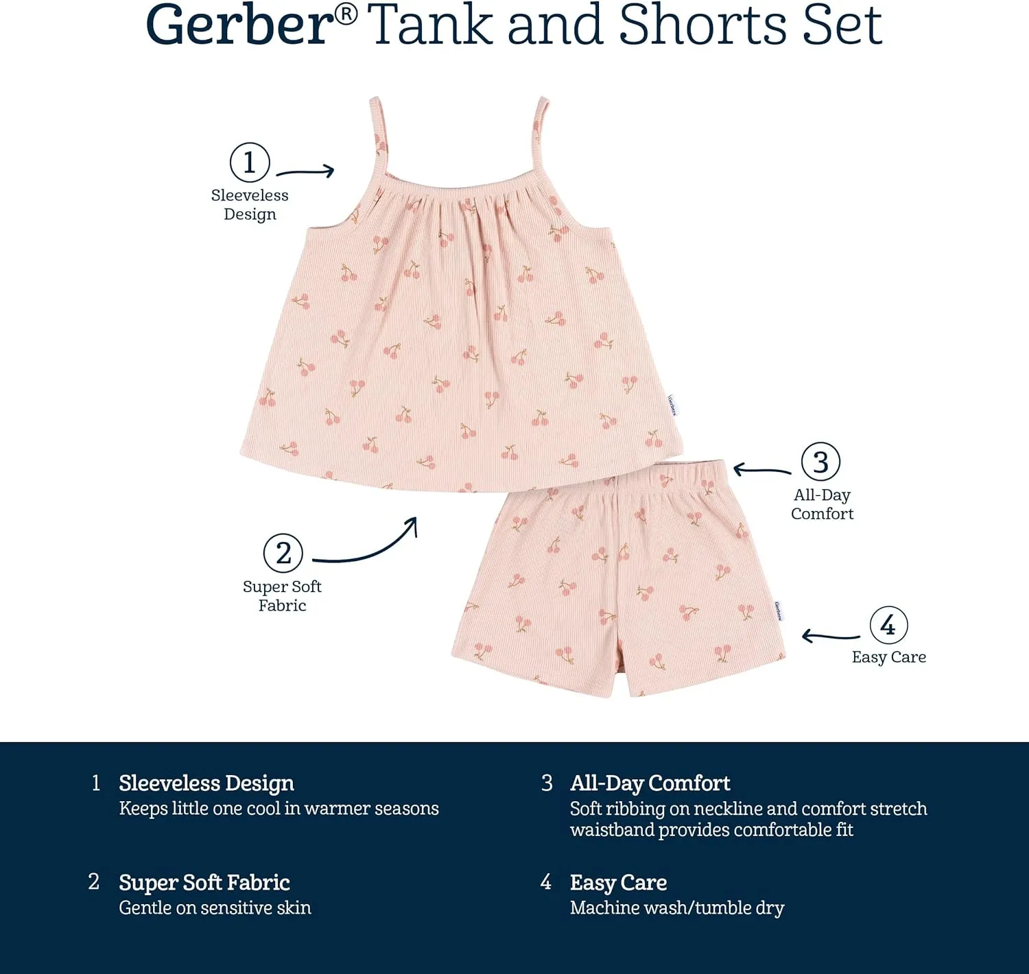Gerber baby-girls Toddler Sleeveless Tank Top and Shorts Set2-Piece Tank and Short Set