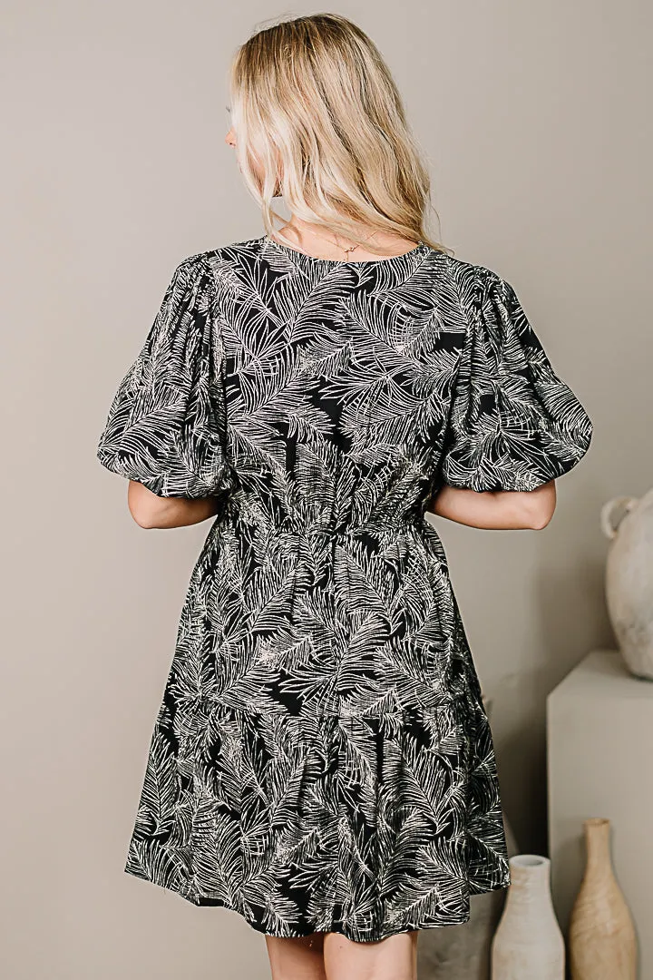 Just Poppin' In Leaf Print Dress