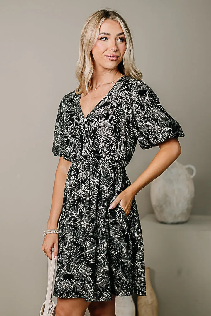 Just Poppin' In Leaf Print Dress