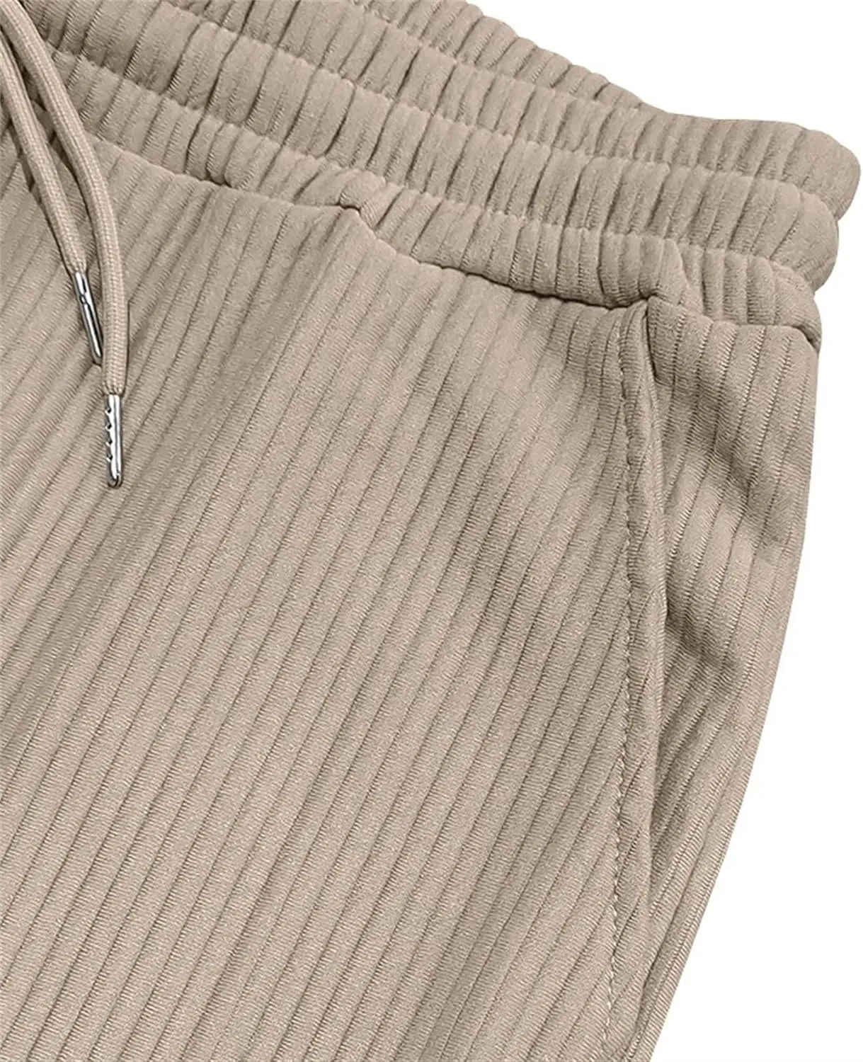 Men's Casual Elastic Waist Textured Beach Pants Wide Leg Comfort Outdoor Trousers Solid Loose Fit Stylish Pants