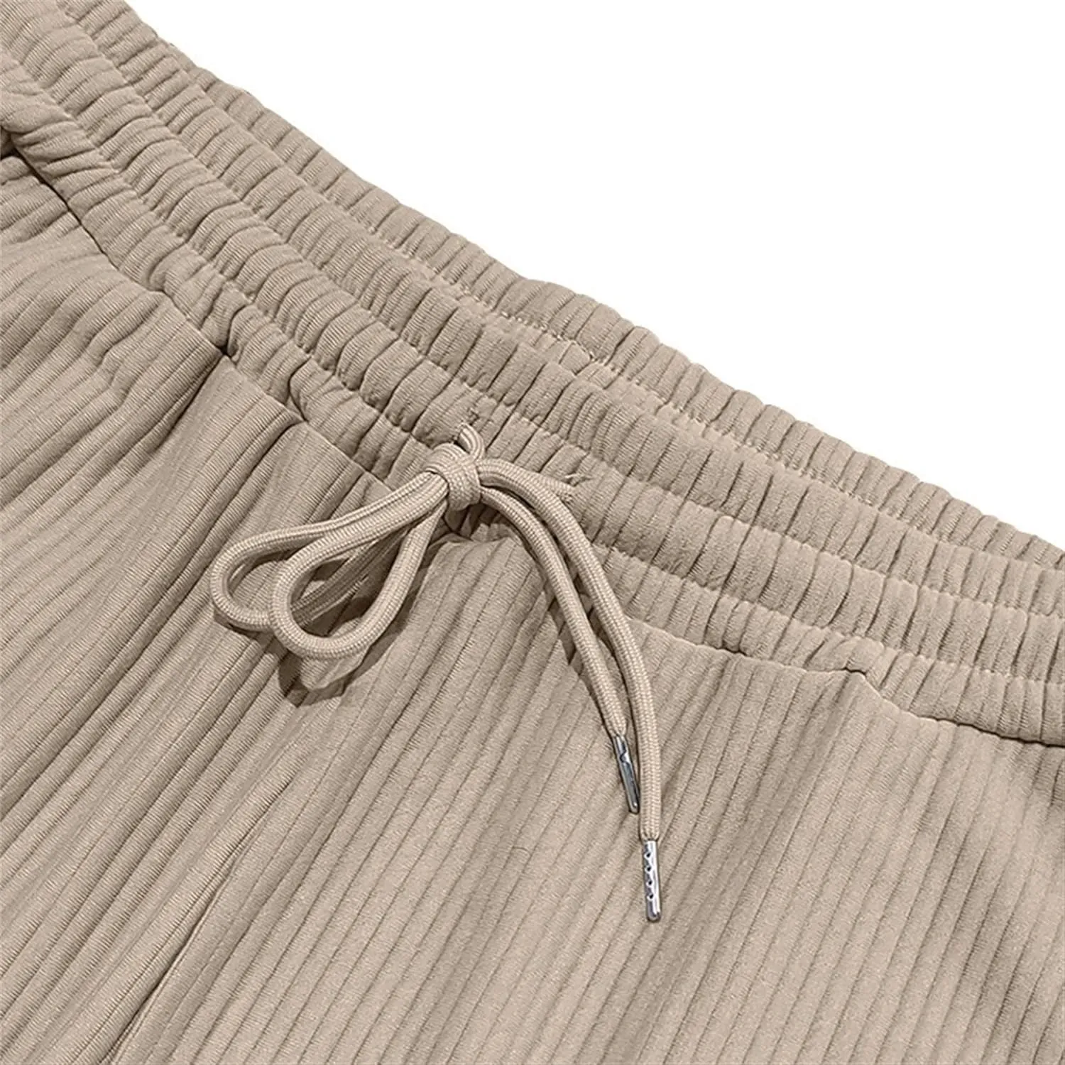 Men's Casual Elastic Waist Textured Beach Pants Wide Leg Comfort Outdoor Trousers Solid Loose Fit Stylish Pants