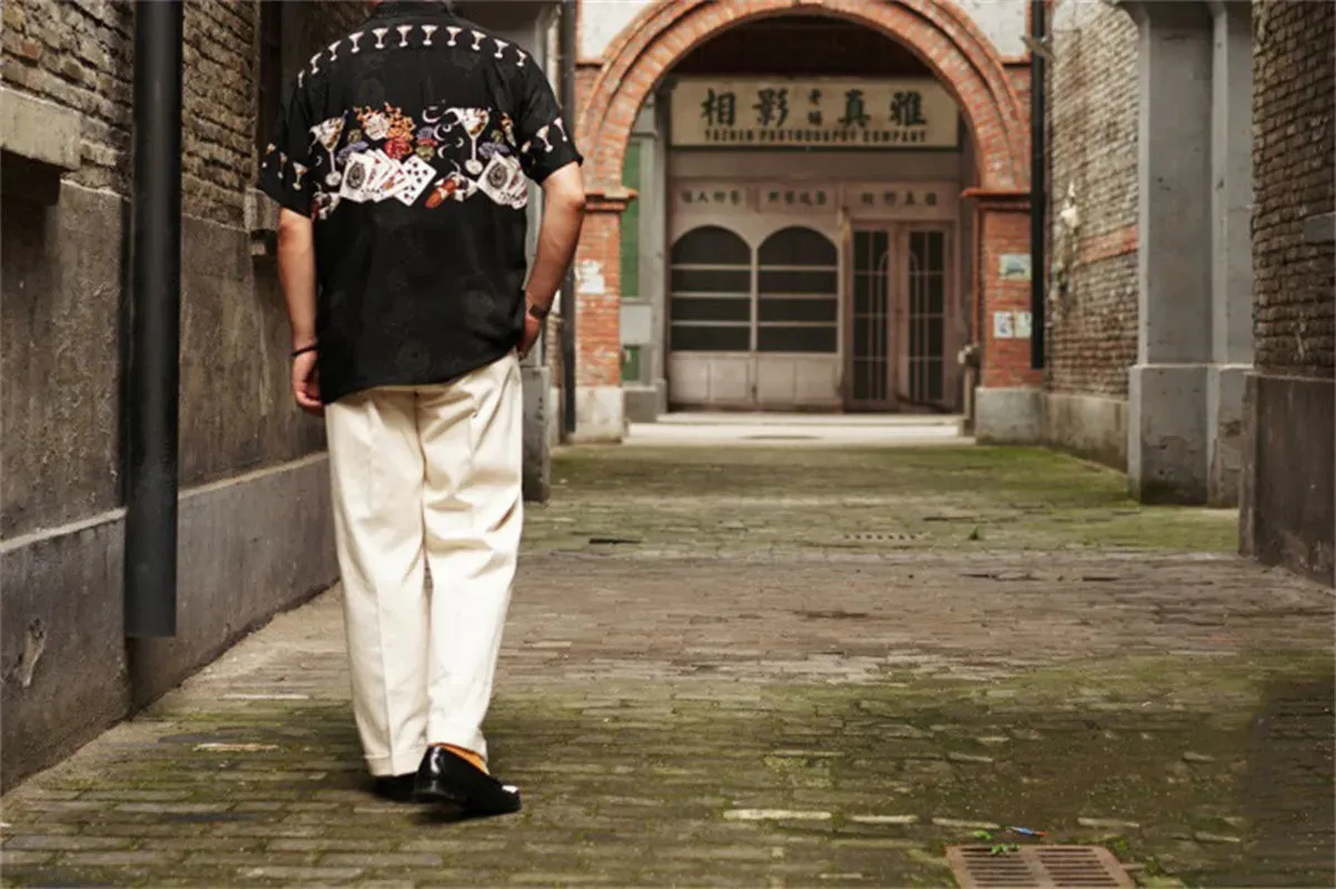 Men's Hawaiian Aloha Floral Shirt with Short Sleeves and Cuban Collar