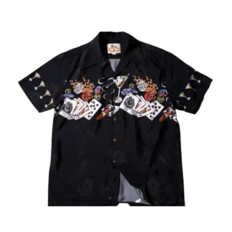 Men's Hawaiian Aloha Floral Shirt with Short Sleeves and Cuban Collar