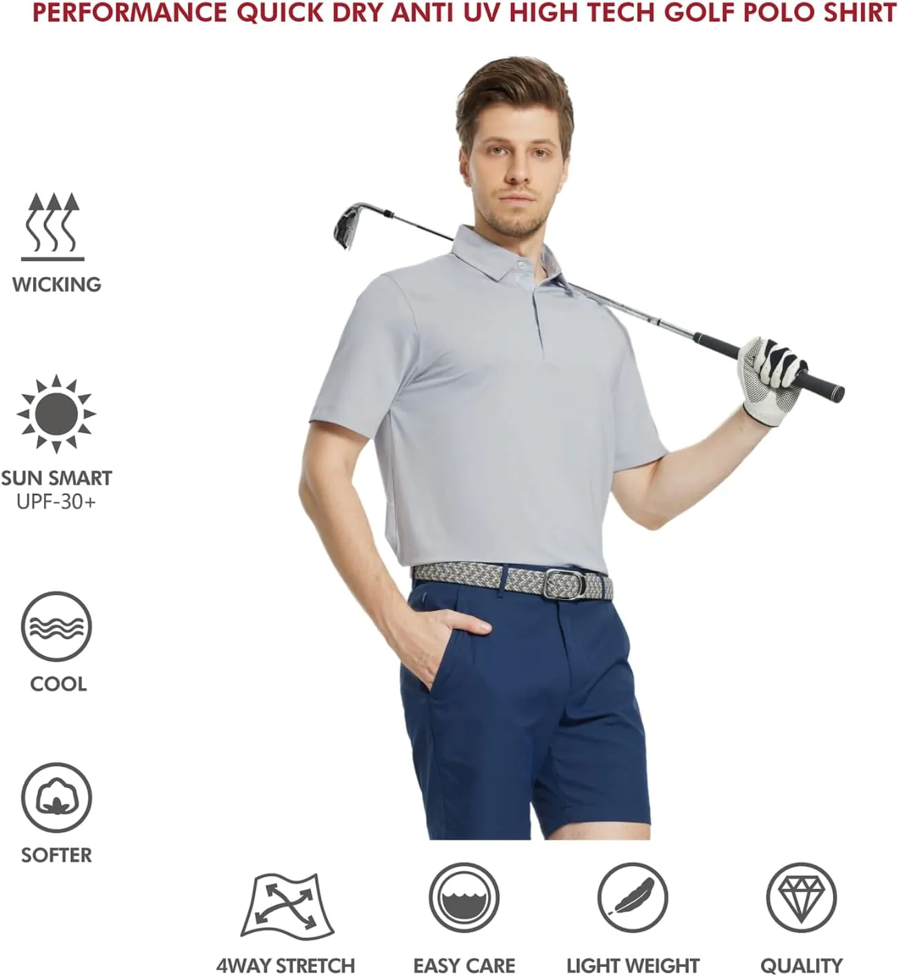 Mens Polo Shirts Short and Long Sleeve Casual Solid Stylish Dry Fit Performance Designed Collared Golf Polo Shirts for Men