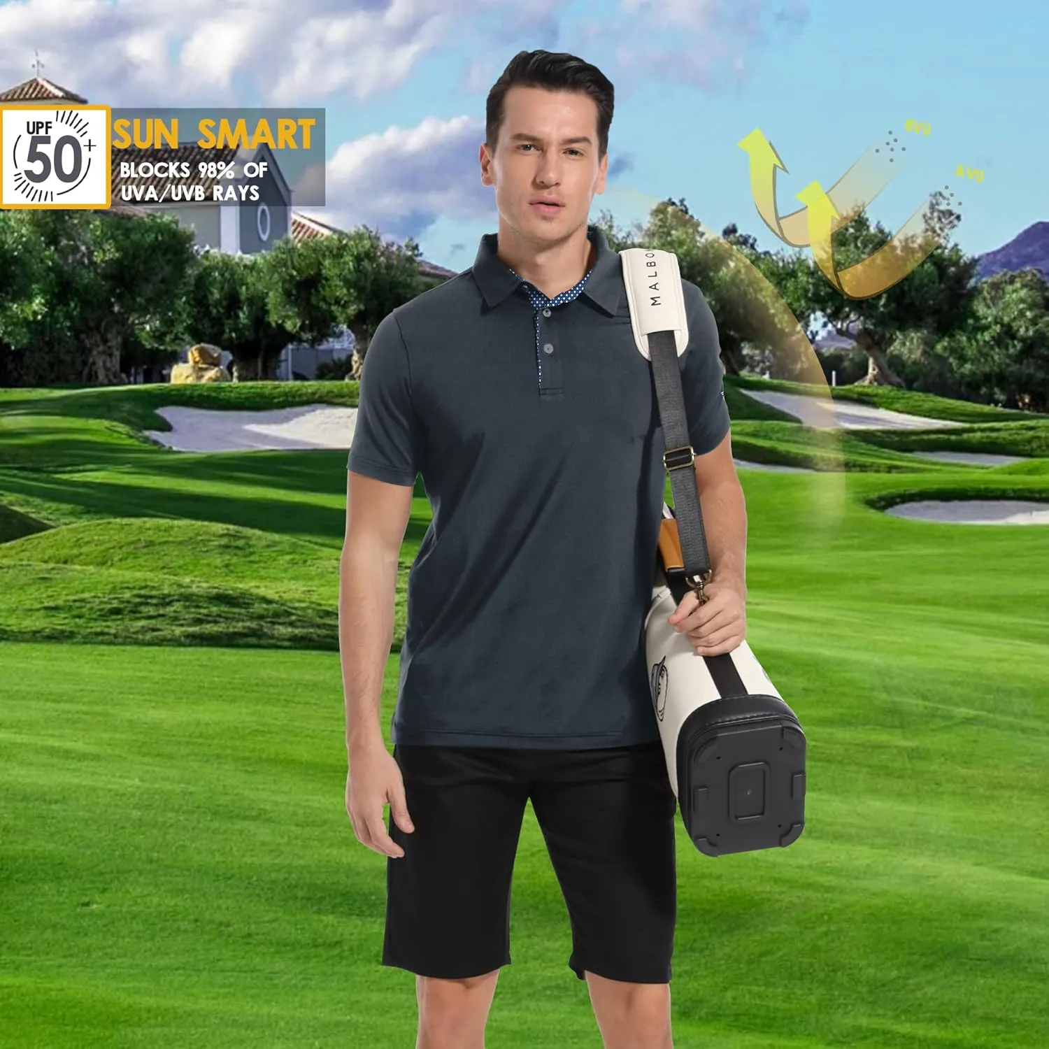 Mens Polo Shirts Short Casual Solid Stylish Dry Fit Performance Designed Collared Golf Polo Shirts for Men