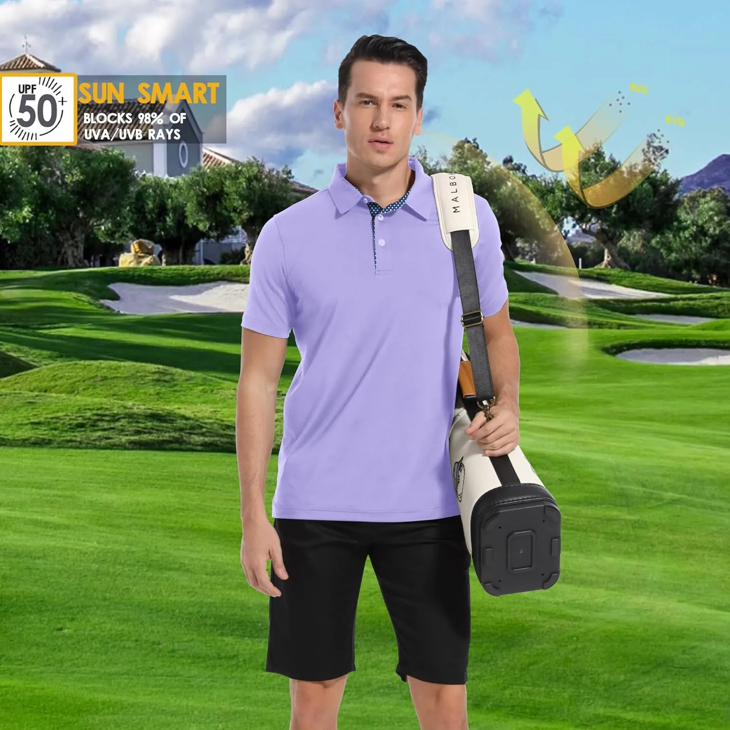 Mens Polo Shirts Short Casual Solid Stylish Dry Fit Performance Designed Collared Golf Polo Shirts for Men