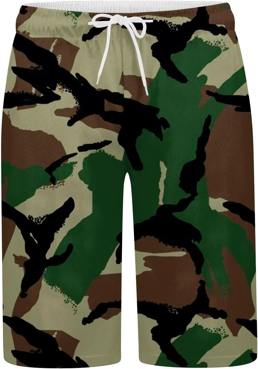 Mens Summer Casual Camo Shorts Drawstring Lightweight Outdoor Beach Shorts Loose Big and Tall Pants for Vacation