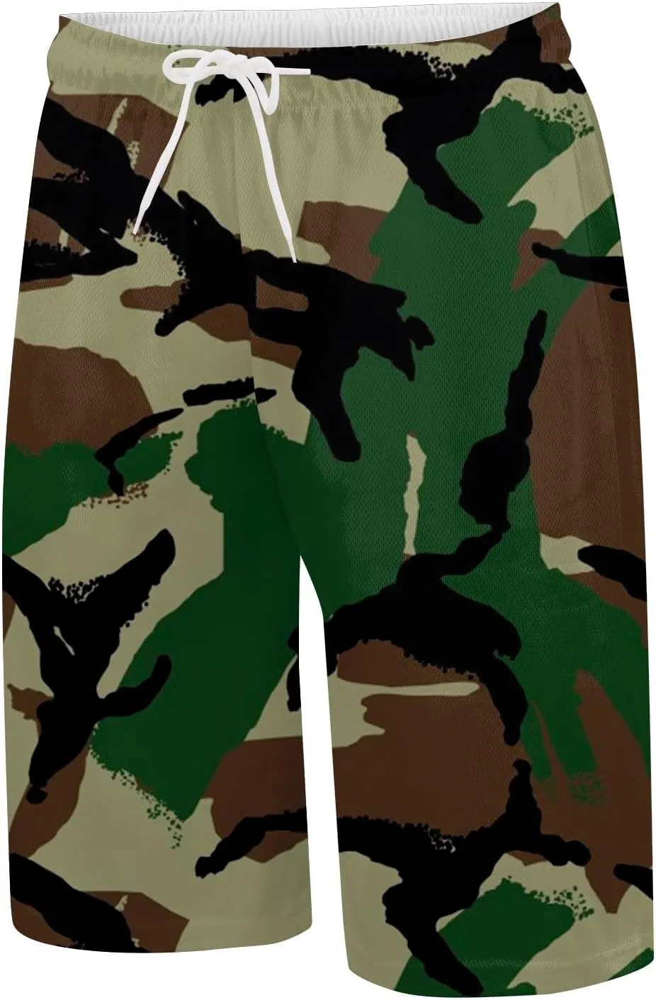 Mens Summer Casual Camo Shorts Drawstring Lightweight Outdoor Beach Shorts Loose Big and Tall Pants for Vacation