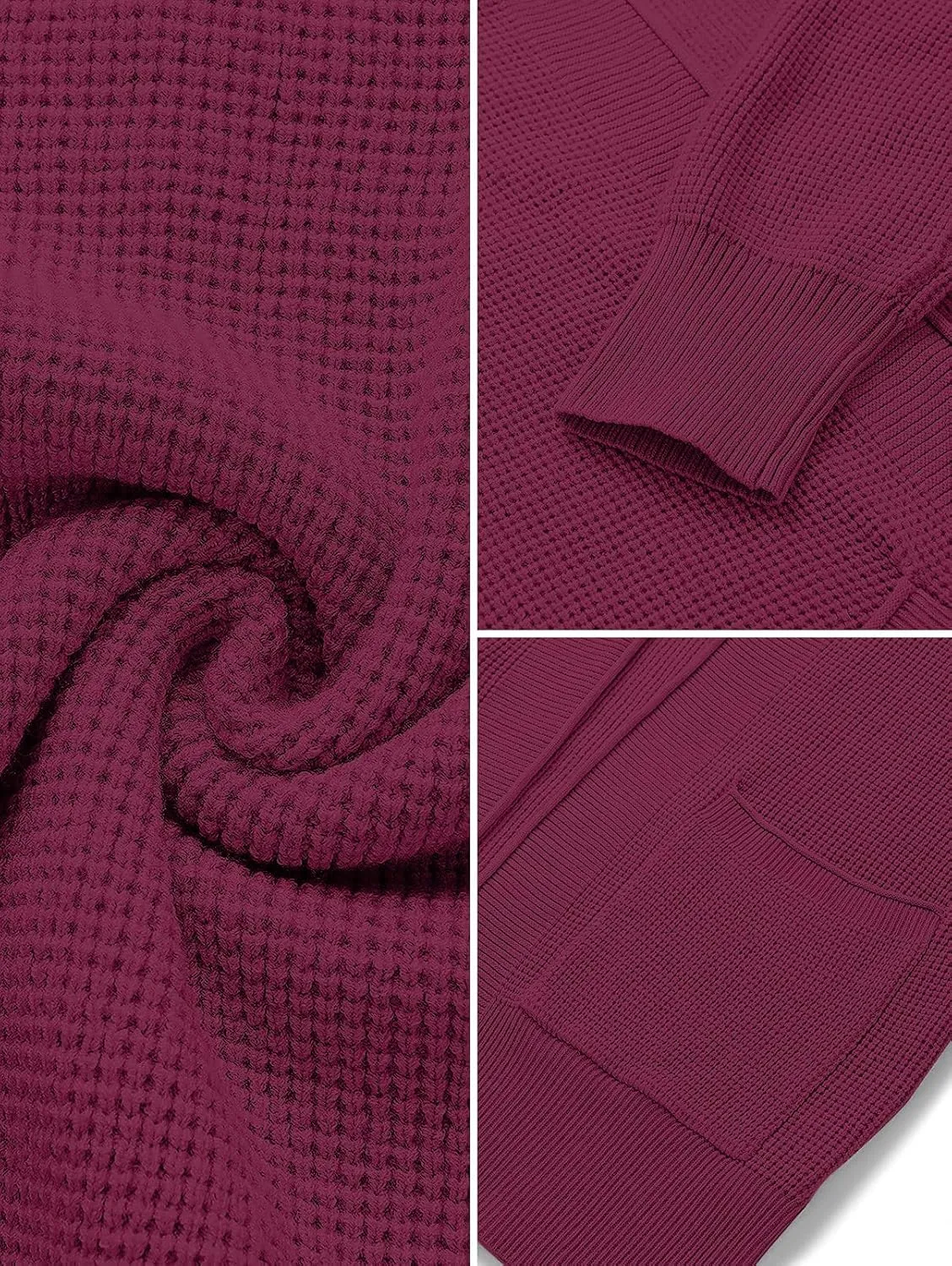 MEROKEETY Women's 2025 Fall Open Front Waffle Knit Cardigan Long Sleeve Cozy Knit Sweaters with Pockets