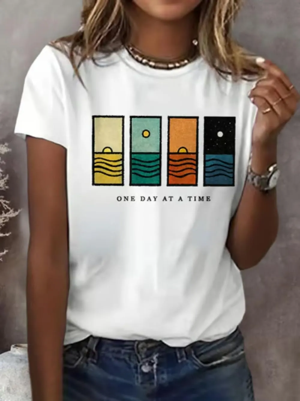 One Day at A Time T-Shirt Women Mental Health Positive Inspirational Quotes Tee