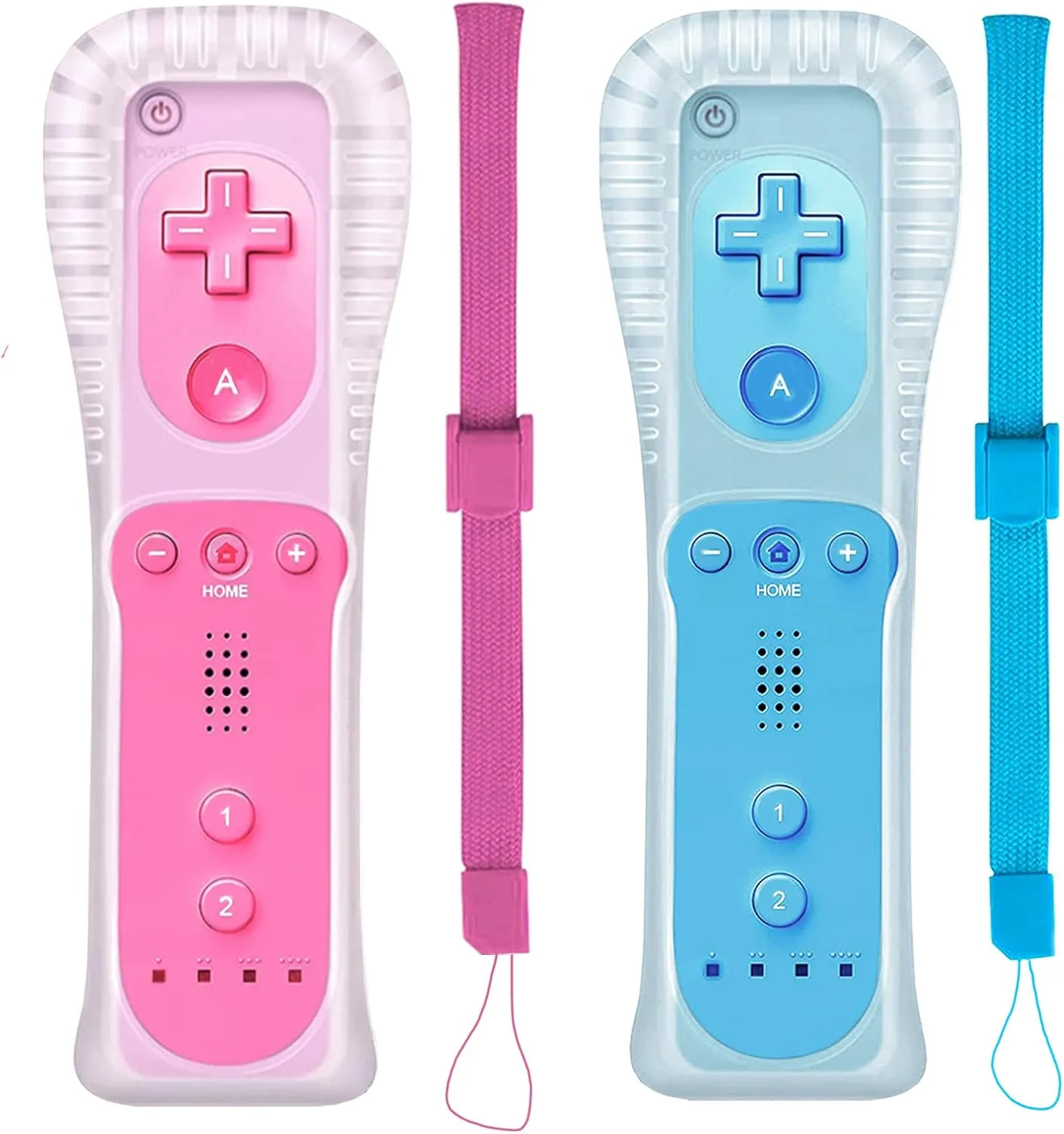 PGYFDAL 2 Packs Classic Remote Controller Compatible for Wii Wii U Console, Gamepad with Soft Silicone Sleeve and Wrist Strap (Pink and Blue)