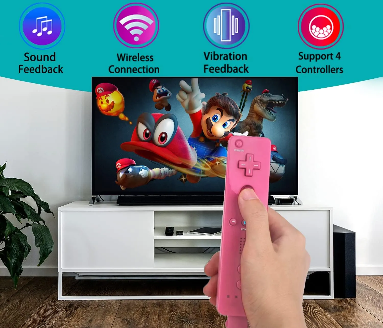 PGYFDAL 2 Packs Classic Remote Controller Compatible for Wii Wii U Console, Gamepad with Soft Silicone Sleeve and Wrist Strap (Pink and Blue)