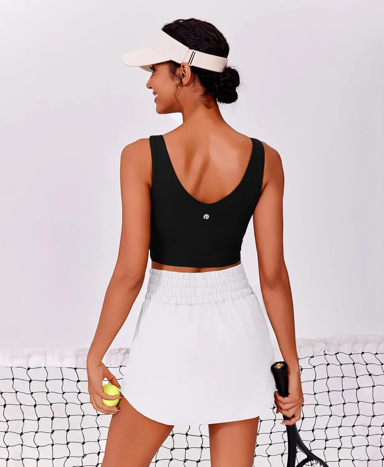 PINSPARK Golf Skirts for Women High Elastic Waisted Athletic Skort 2 Pockets Curved Hem Tennis Skirt for Pickleball Workout