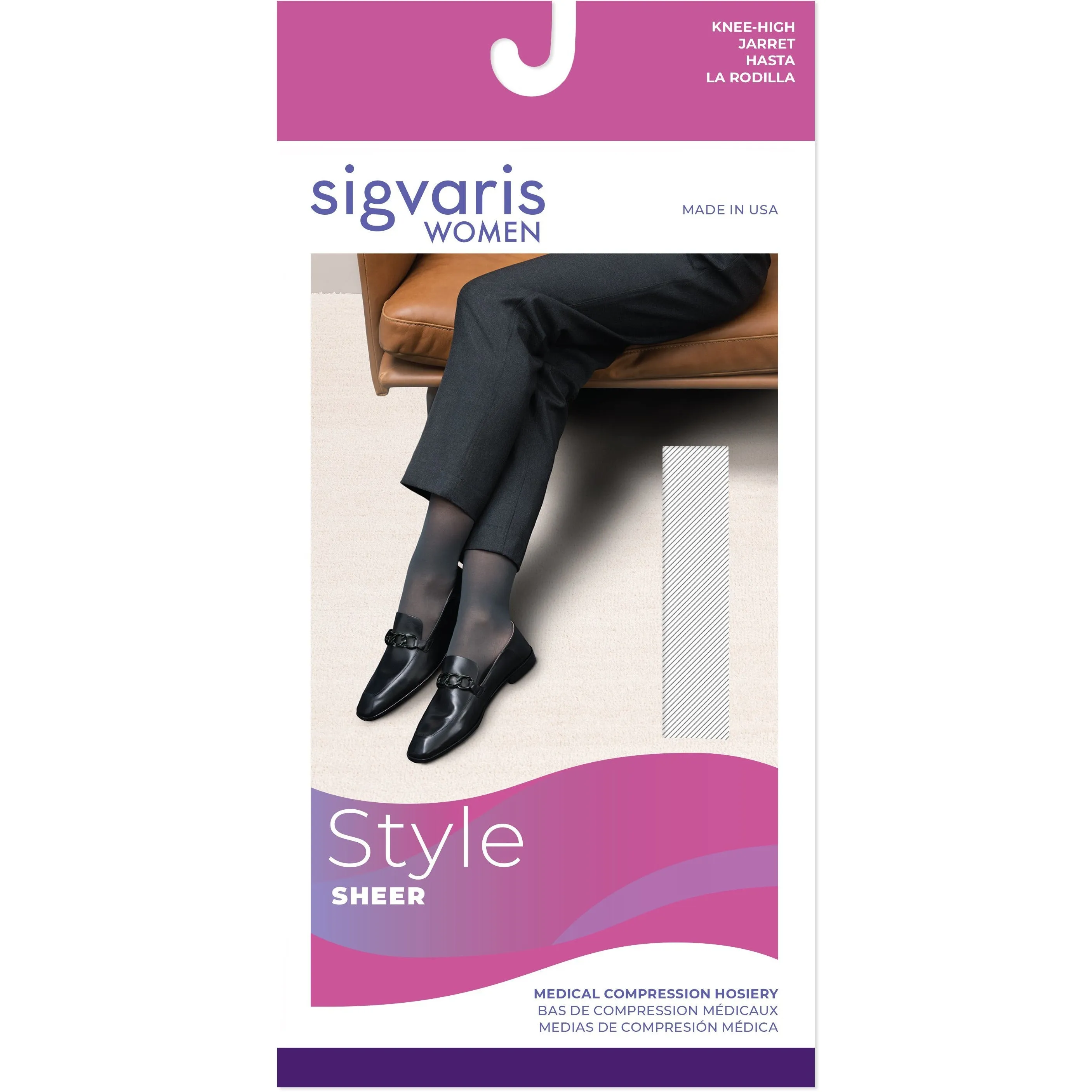 Sigvaris Sheer Women's Knee High 20-30 mmHg, Open Toe