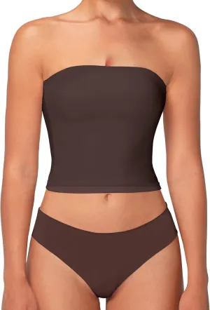 Sunzel Womens Strapless Sexy Tube Top Double Lined Sleeveless Crop Top Summer Basic Bandeau Tops for Layering or Going Out