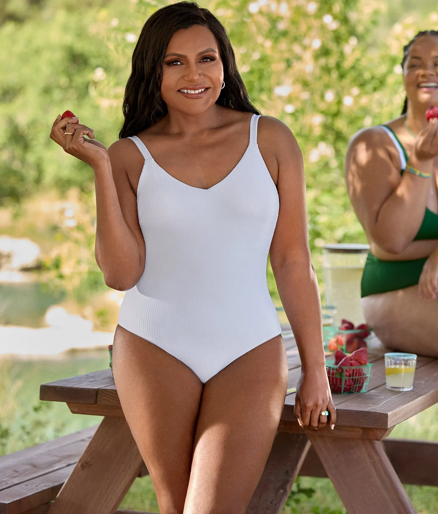 The Marco One Piece - Eco Ribbed - White - Long Torso