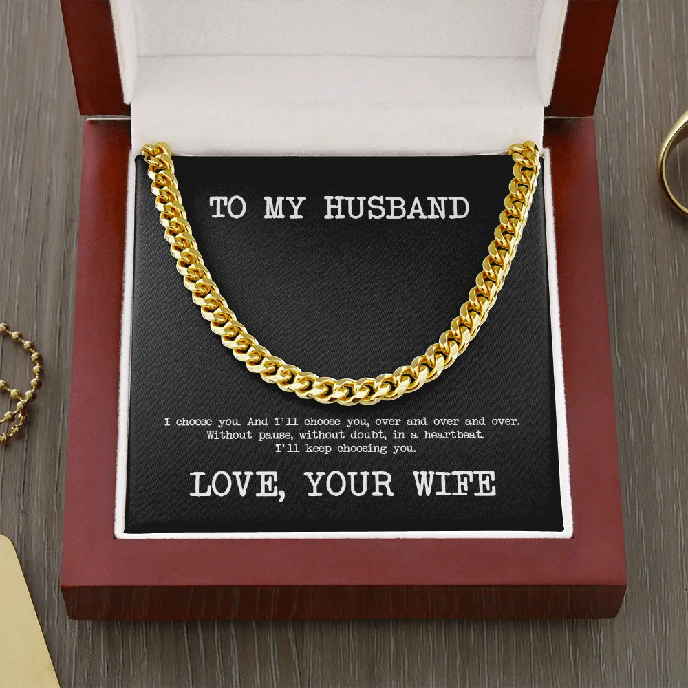 To My Husband Cuban Link Chain Necklace