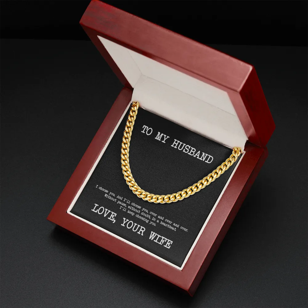 To My Husband Cuban Link Chain Necklace