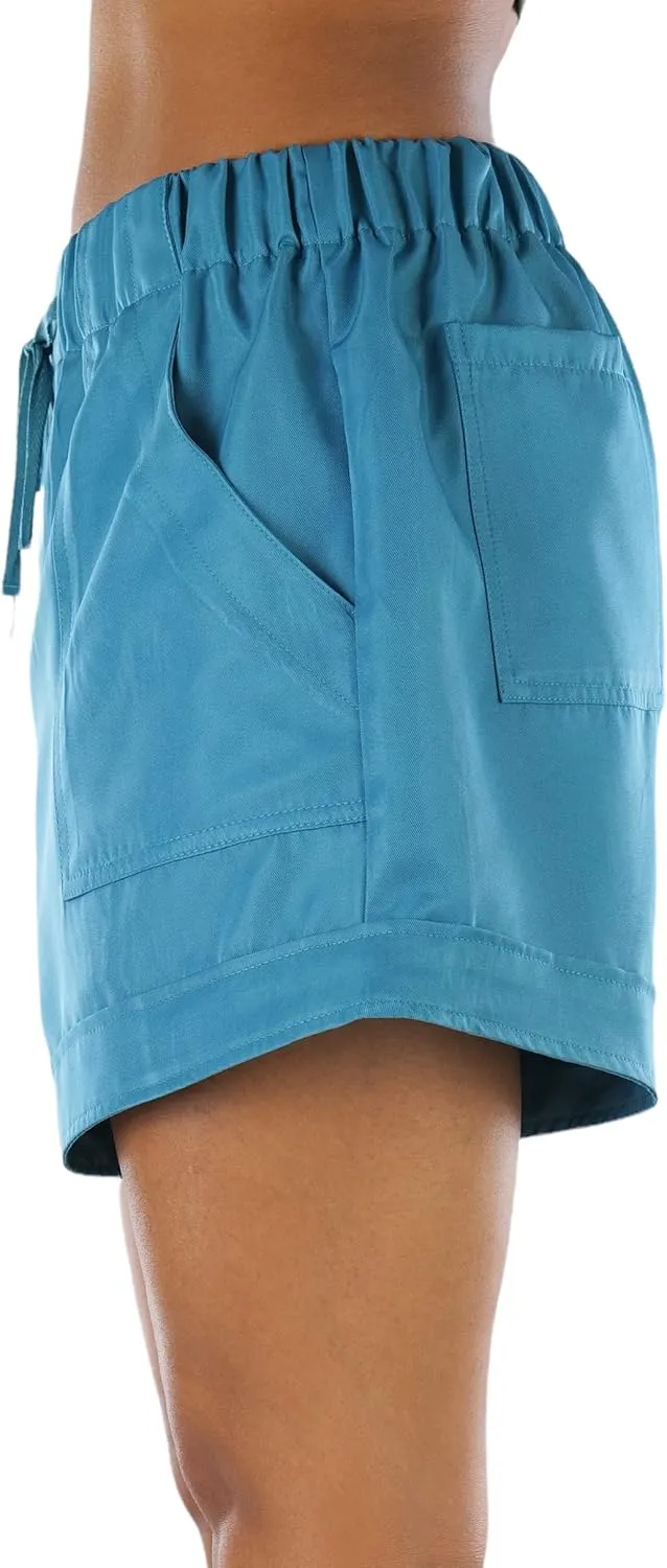 ToBeInStyle Women's Solid and Multi-Stripe Woven Paperbag Shorts