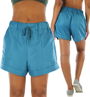ToBeInStyle Women's Solid and Multi-Stripe Woven Paperbag Shorts