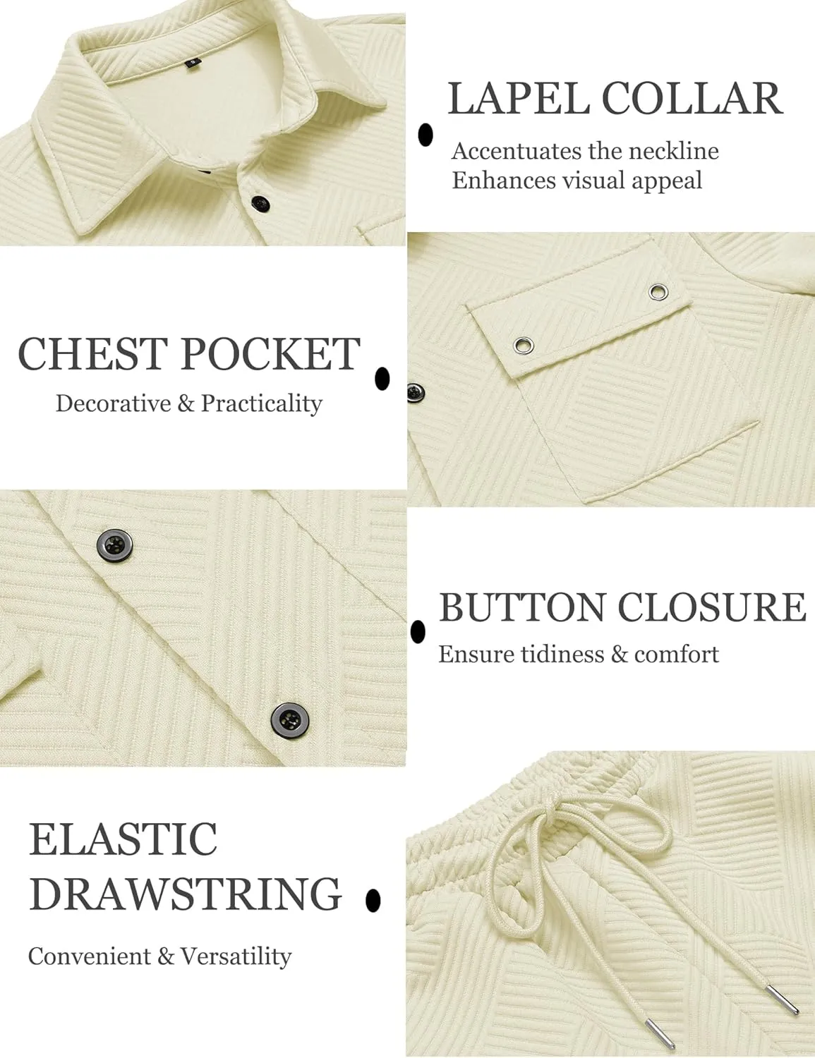 URRU Men's 2 Piece Outfits Summer Short Sets Casual Short Sleeve Button Up Shirt and Short Set