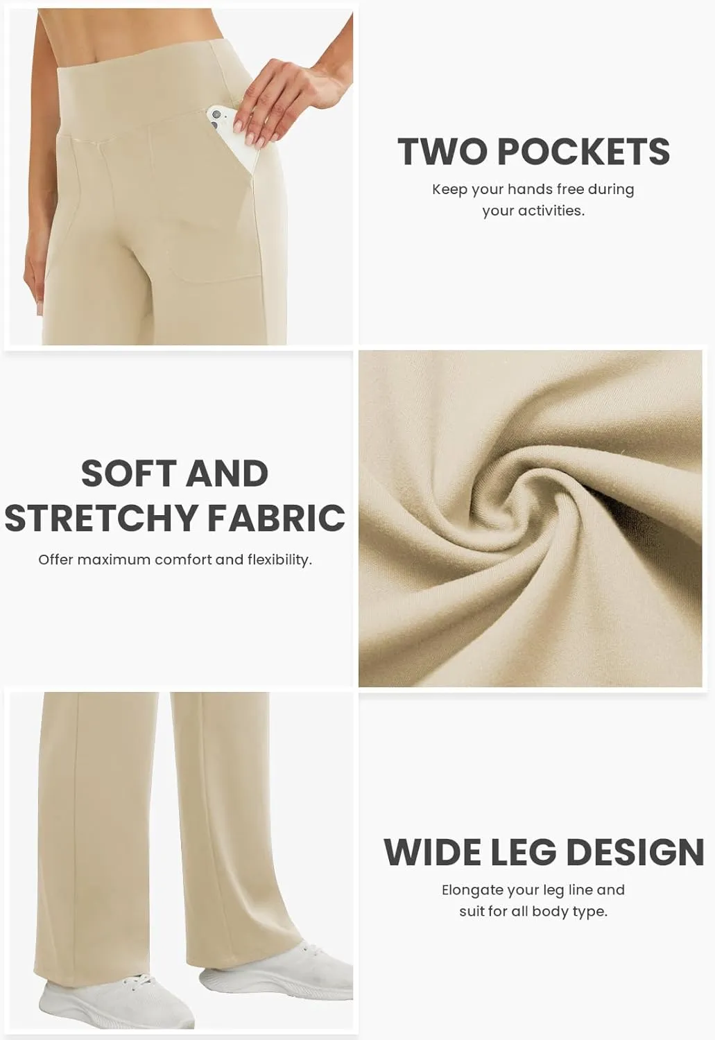 Wide Leg Pants Woman High Waist Yoga Pants with Pockets Loose Stretch Dress Work Sweatpants Casual Lounge