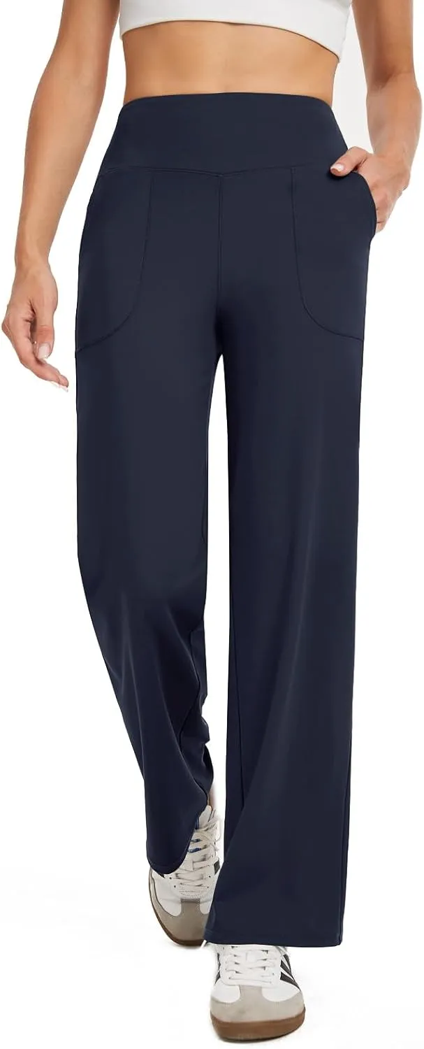 Wide Leg Pants Woman High Waist Yoga Pants with Pockets Loose Stretch Dress Work Sweatpants Casual Lounge