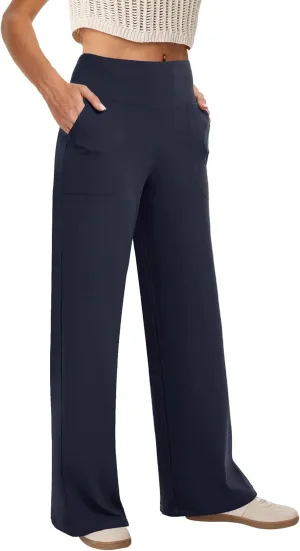 Wide Leg Pants Woman High Waist Yoga Pants with Pockets Loose Stretch Dress Work Sweatpants Casual Lounge