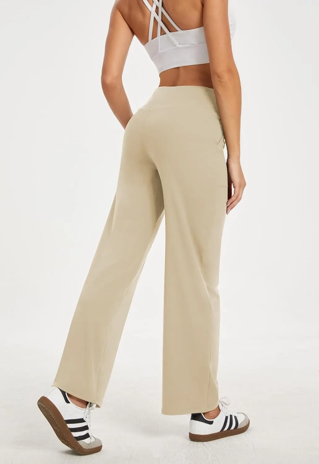 Wide Leg Pants Woman High Waist Yoga Pants with Pockets Loose Stretch Dress Work Sweatpants Casual Lounge