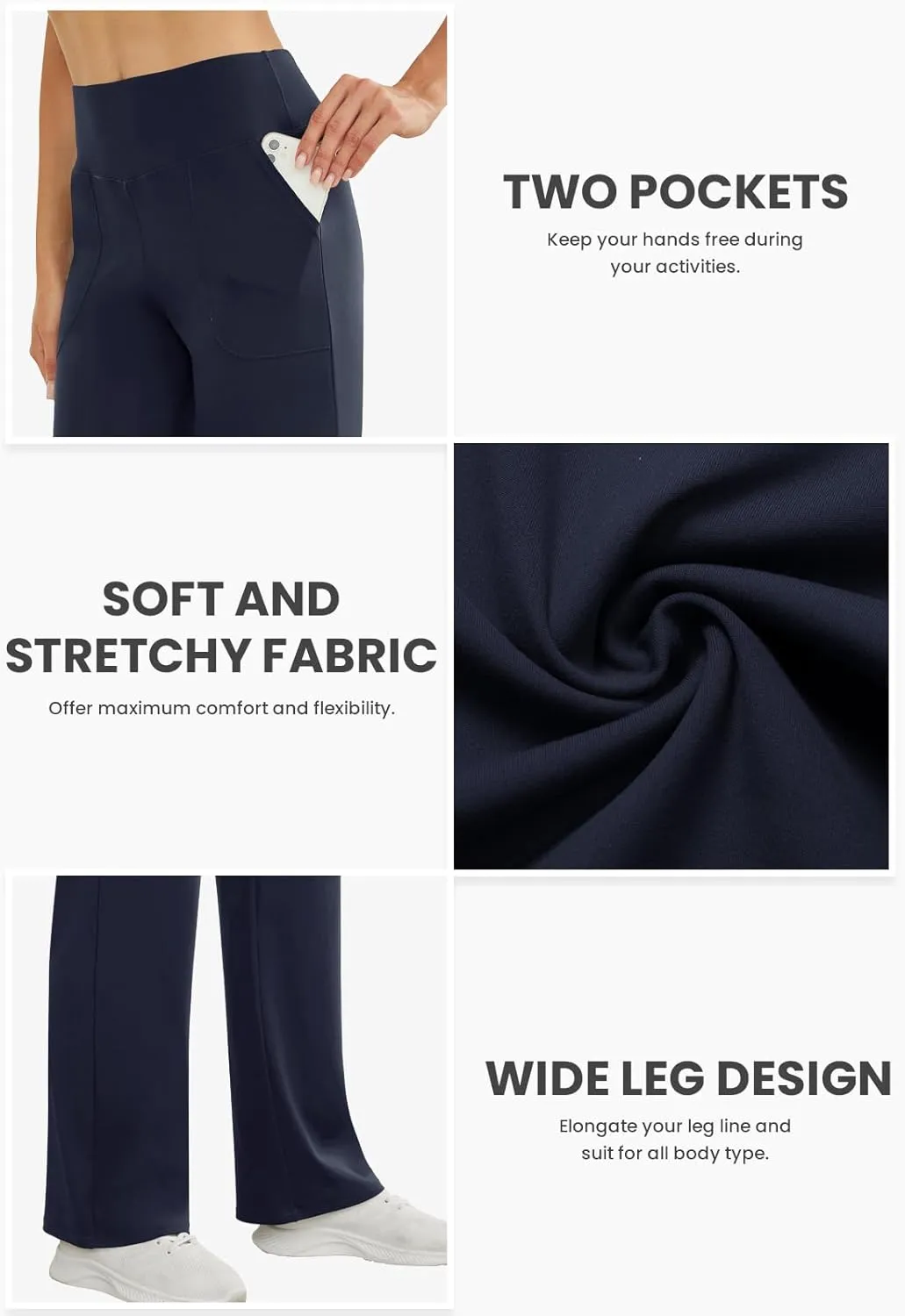 Wide Leg Pants Woman High Waist Yoga Pants with Pockets Loose Stretch Dress Work Sweatpants Casual Lounge